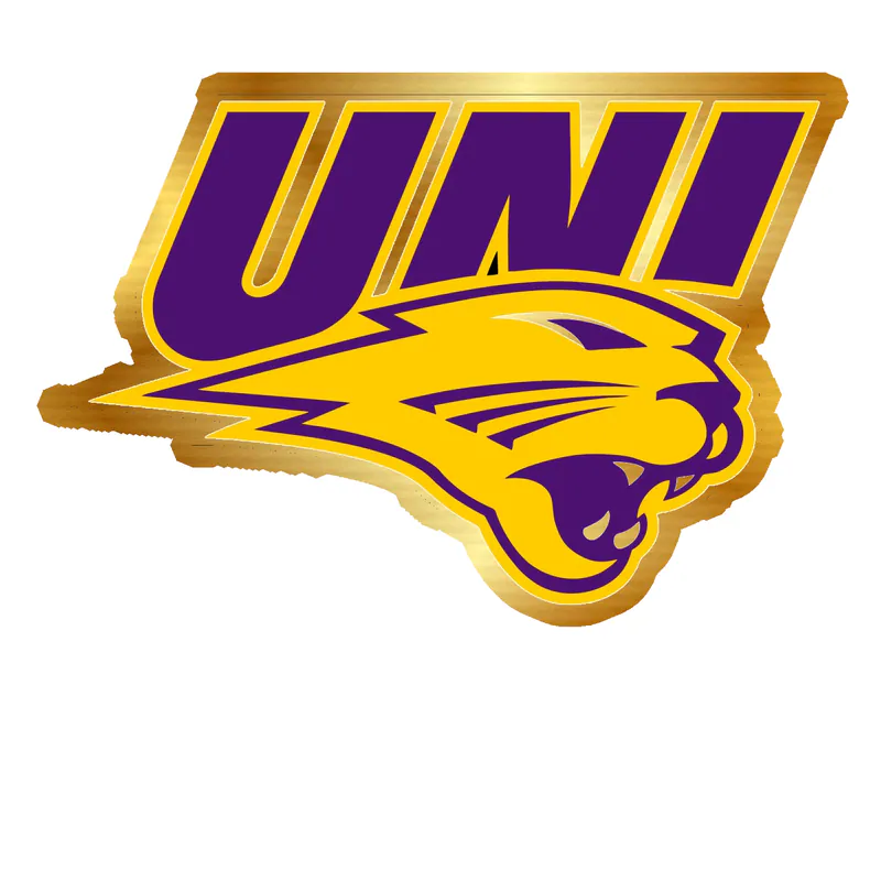 Northern Iowa Panthers Gold Chrome Vinyl Decal - Custom Size