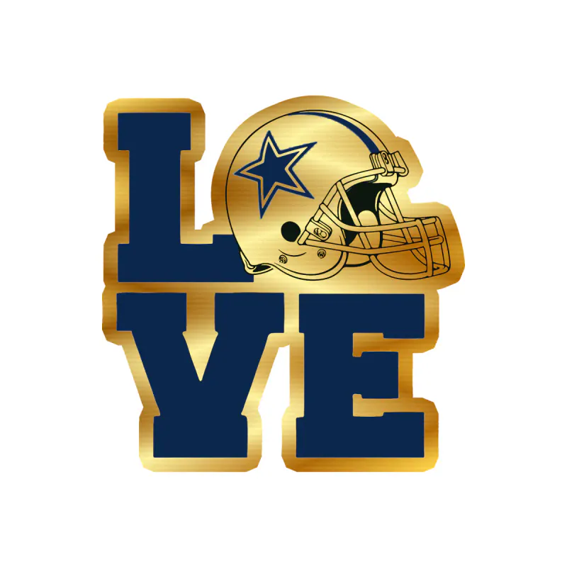 Dallas Cowboys - Love - Image 2 - Gold Chrome Vinyl Sticker - Custom Size