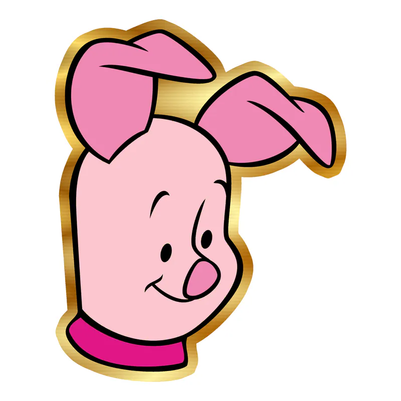 Winnie The Pooh - Piglet - Gold Chrome Vinyl Sticker - Custom Size
