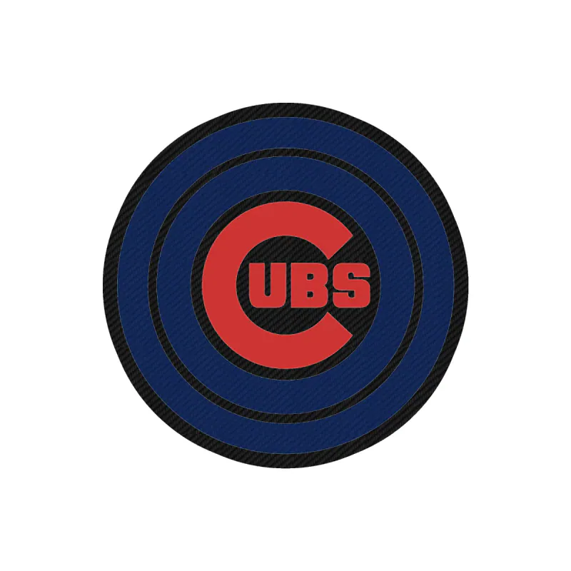 Chicago Cubs - Double Circle With Cubs In Middle - Carbon Fiber Vinyl Sticker - Custom Size