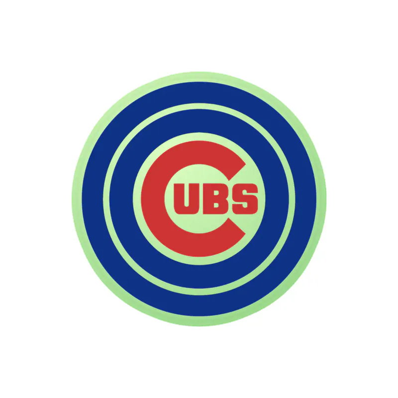Chicago Cubs - Double Circle With Cubs In Middle - Glow in the Dark Vinyl Sticker - Custom Size