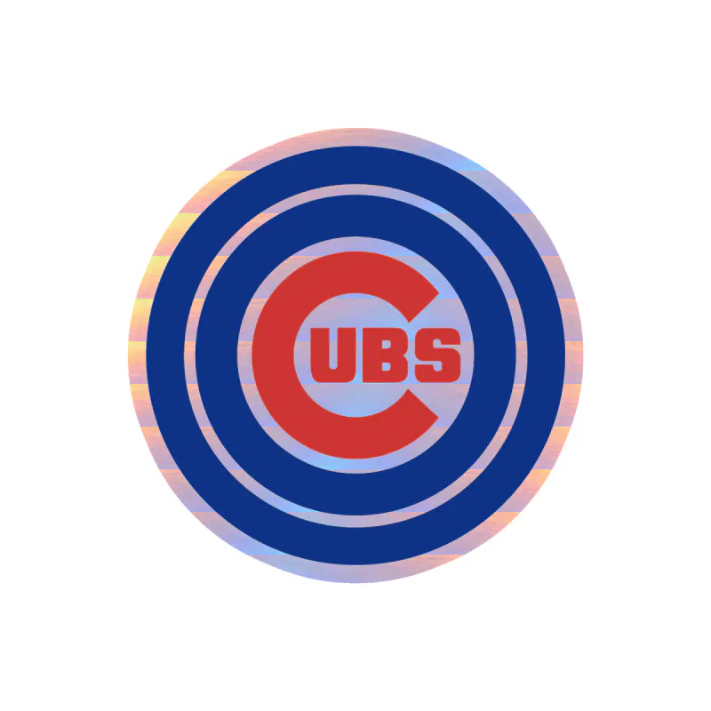 Chicago Cubs - Double Circle With Cubs In Middle - Holographic Vinyl Sticker - Custom Size