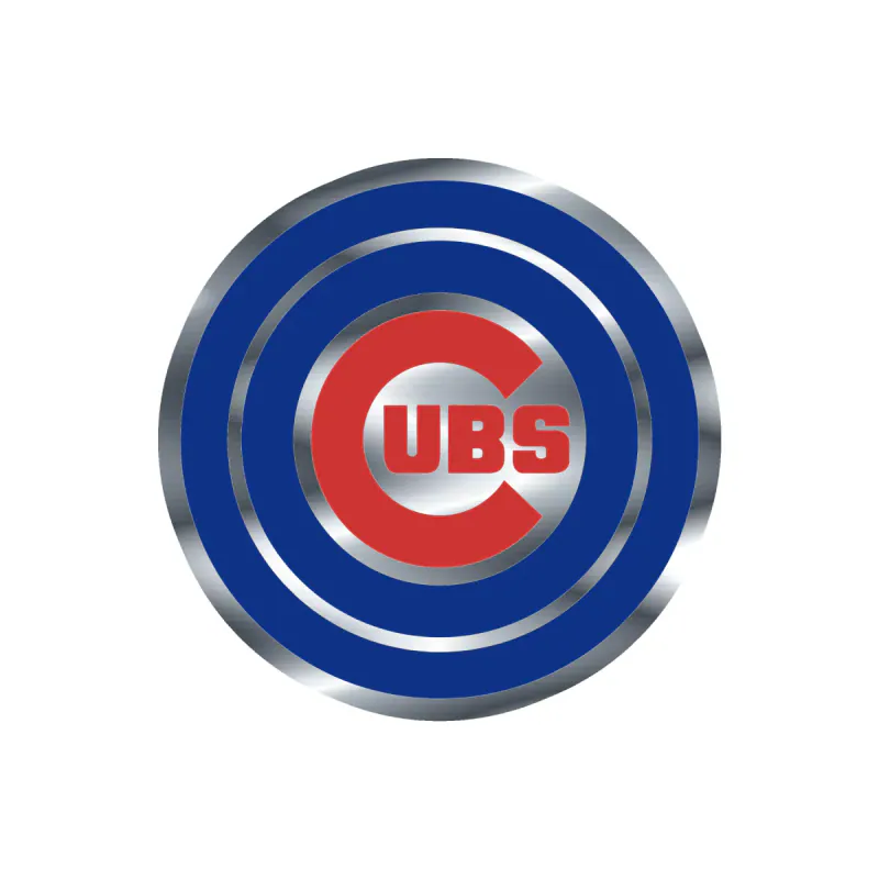 Chicago Cubs - Double Circle With Cubs In Middle - Silver Chrome Vinyl Sticker - Custom Size