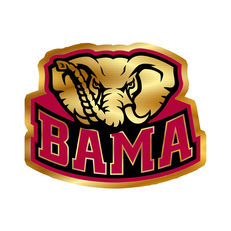 Alabama Crimson Tide - Image 5 - Gold Chrome Vinyl Decal - Custom Size