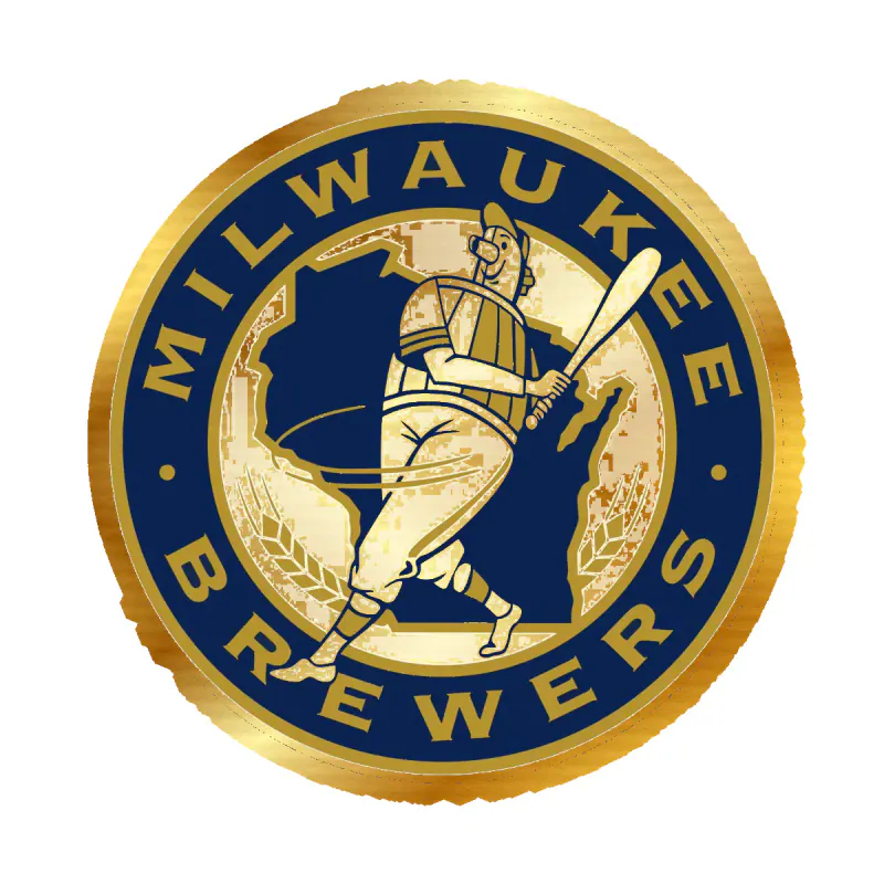 Milwaukee Brewers - Circle With Tin Man - Gold Chrome Vinyl Sticker - Custom Size