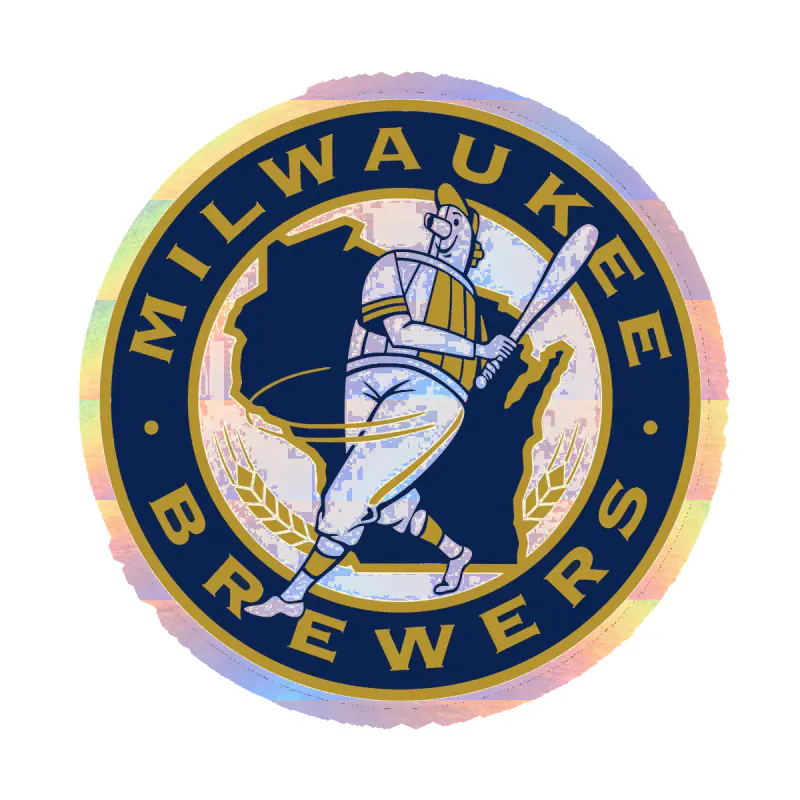 Milwaukee Brewers - Circle With Tin Man - Holographic Vinyl Sticker - Custom Size