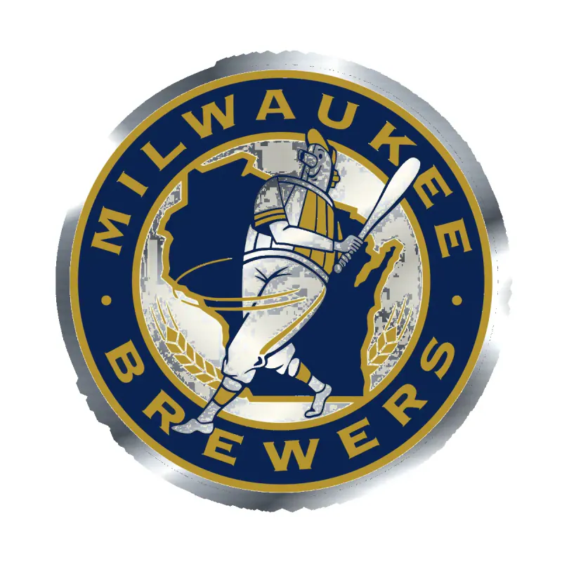 Milwaukee Brewers - Circle With Tin Man - Silver Chrome Vinyl Sticker - Custom Size