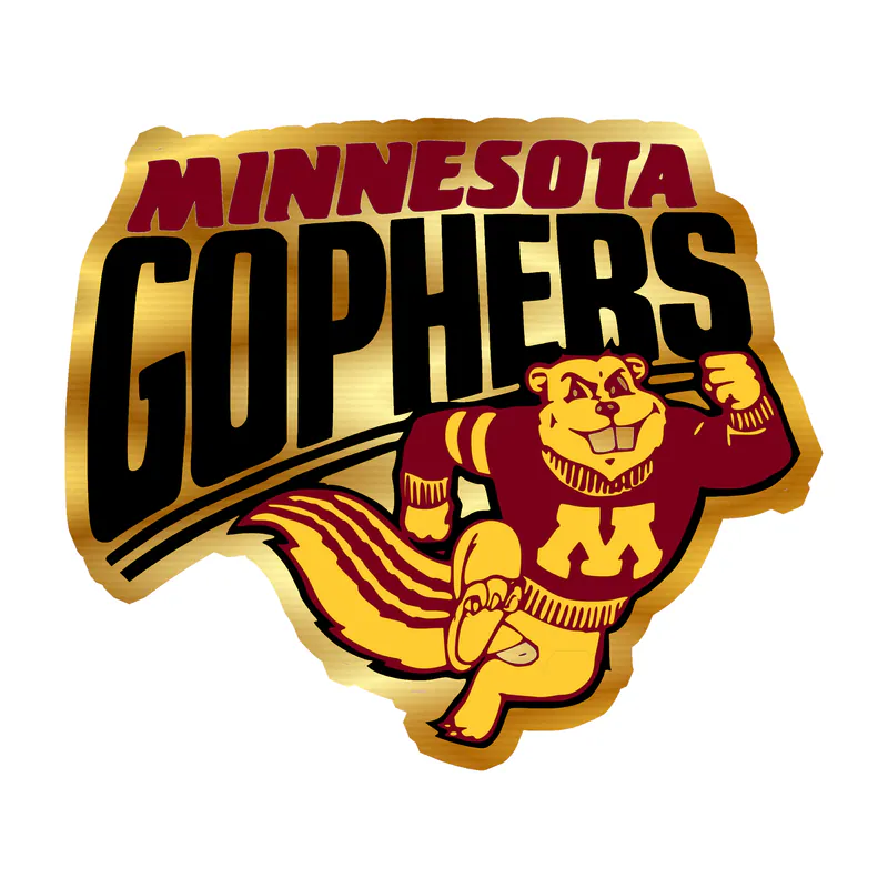 University of Minnesota Gophers - Angry Gopher - Gold Chrome Vinyl Decal - Custom Size