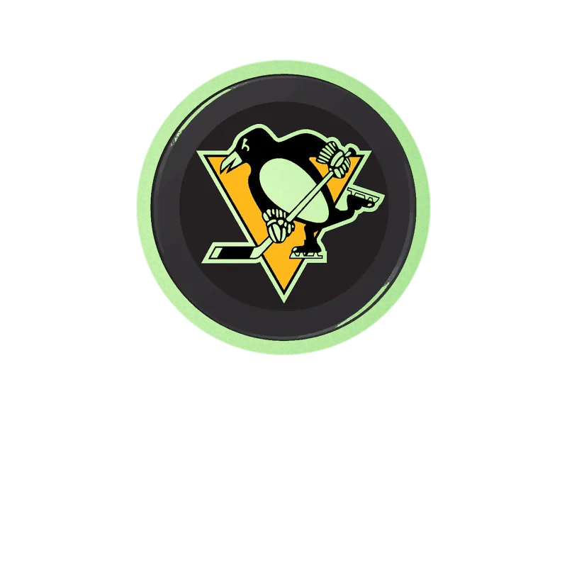 Pittsburgh Penguins - Hockey Puck - Glow in the Dark Vinyl Sticker - Custom Size