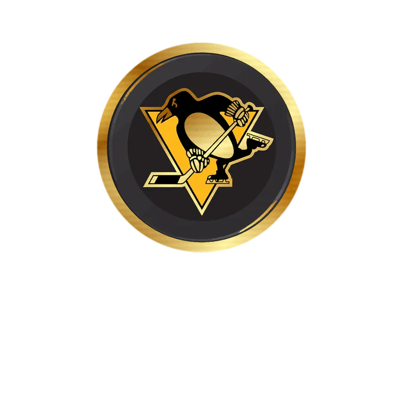 Pittsburgh Penguins - Hockey Puck - Gold Chrome Vinyl Sticker - Custom Size
