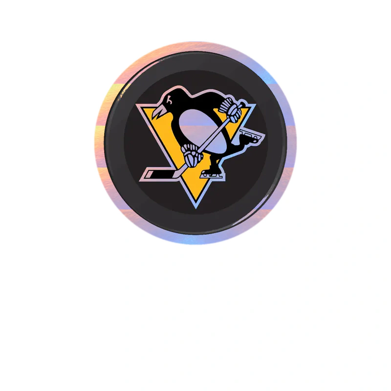 Pittsburgh Penguins - Hockey Puck - Holographic Vinyl Sticker - Custom Size