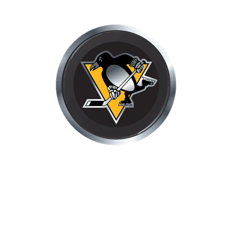 Pittsburgh Penguins - Hockey Puck - Silver Chrome Vinyl Sticker - Custom Size