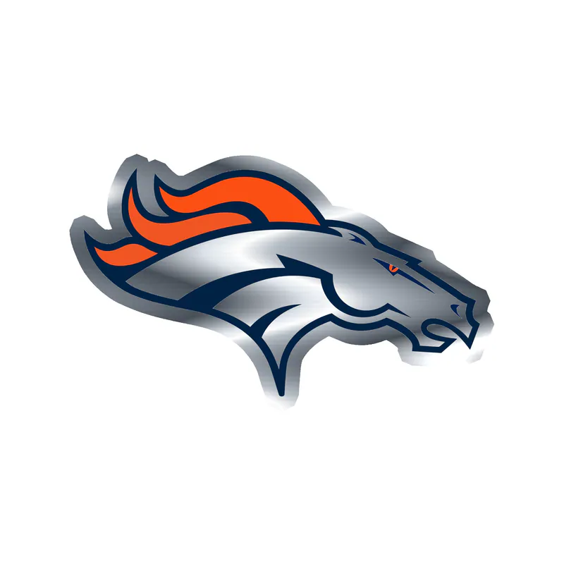 Denver Broncos - Head - Silver Chrome Vinyl Sticker - Custom Size