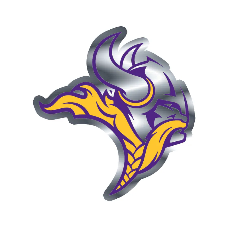 Minnesota Vikings - Viking Head Side Profile - Silver Chrome Vinyl Sticker - Custom Size