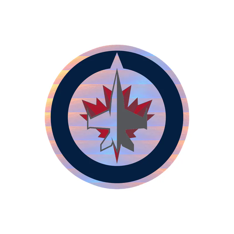 Winnipeg Jets - Blue Circle With Jet In Middle - Holographic Vinyl Sticker - Custom Size