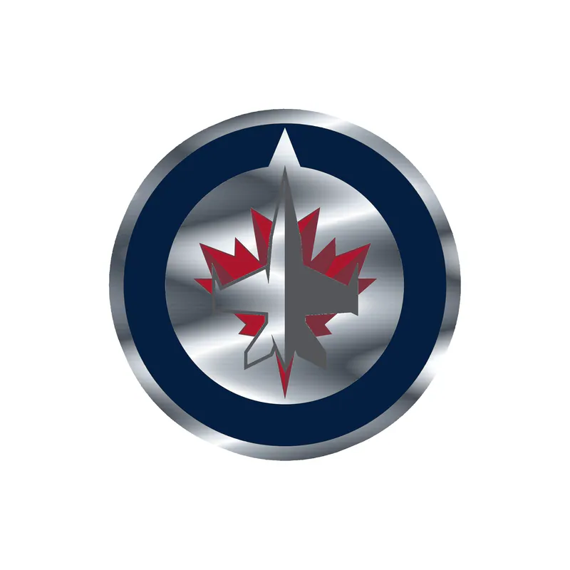 Winnipeg Jets - Blue Circle With Jet In Middle - Silver Chrome Vinyl Sticker - Custom Size