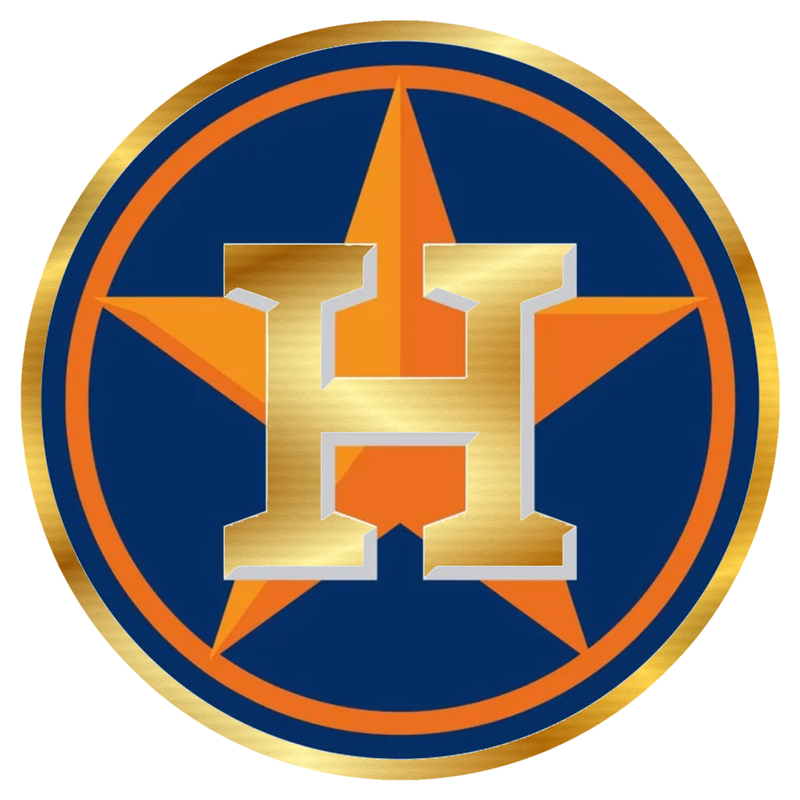 Houston Astros - Blue And Orange Circle - Gold Chrome Vinyl Sticker - Custom Size