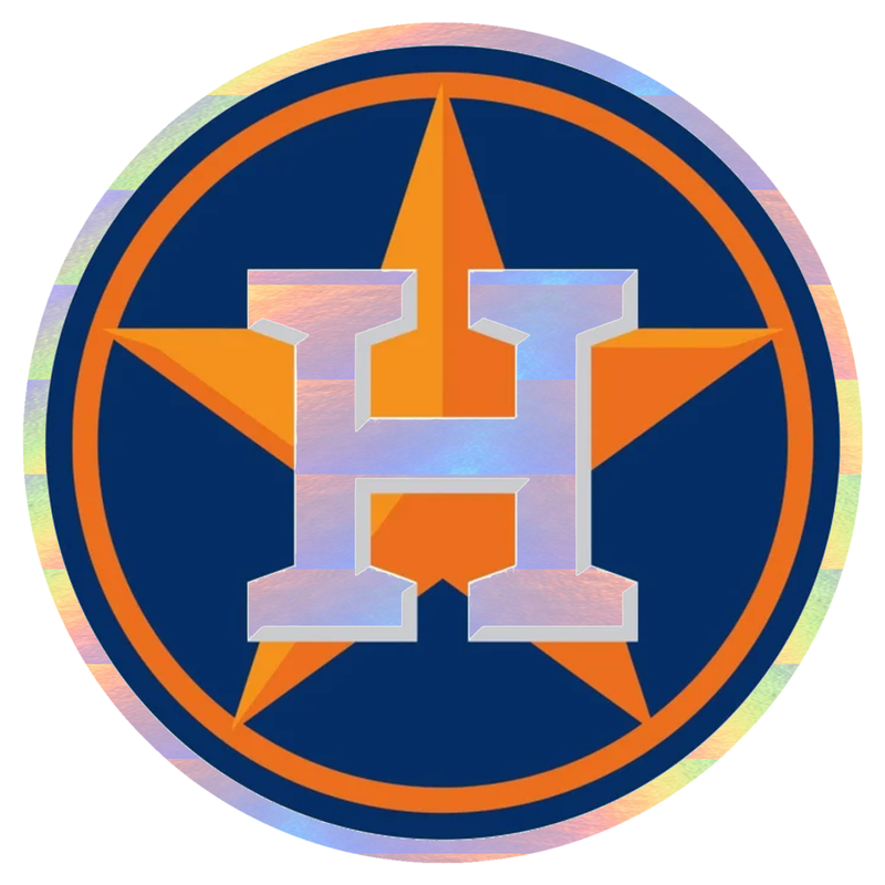 Houston Astros - Blue And Orange Circle - Holographic Vinyl Sticker - Custom Size
