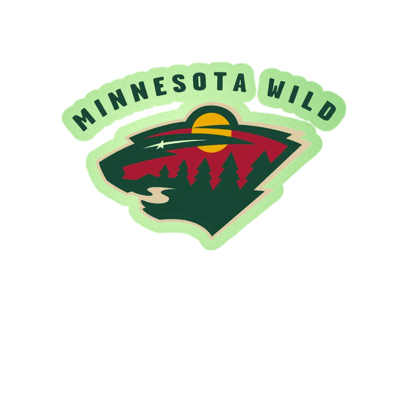 Minnesota Wild - Name With Head - Glow in the Dark Vinyl Sticker - Custom Size
