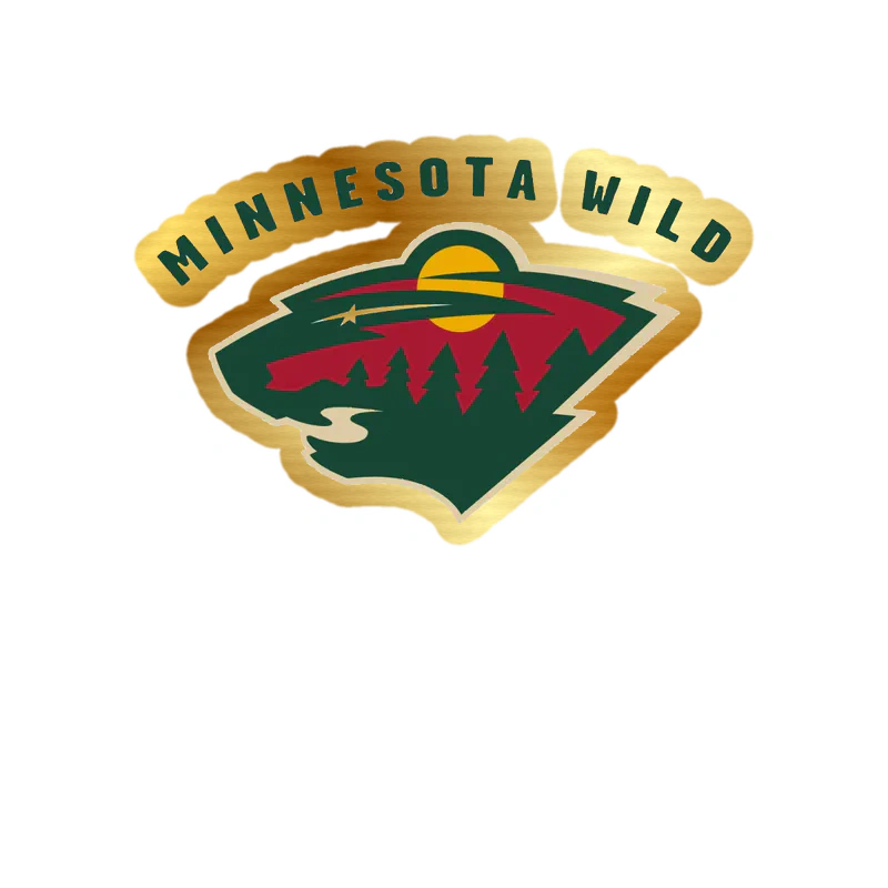 Minnesota Wild - Name With Head - Gold Chrome Vinyl Sticker - Custom Size