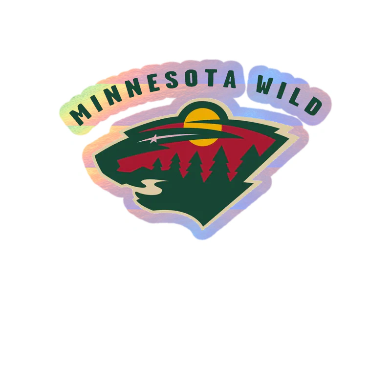 Minnesota Wild - Name With Head - Holographic Vinyl Sticker - Custom Size