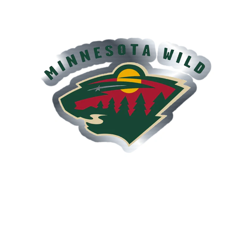 Minnesota Wild - Name With Head - Silver Chrome Vinyl Sticker - Custom Size