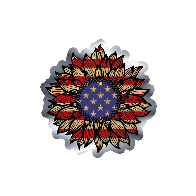 American Sunflower Full Color Vinyl - Silver Chrome Vinyl Sticker - Custom Size