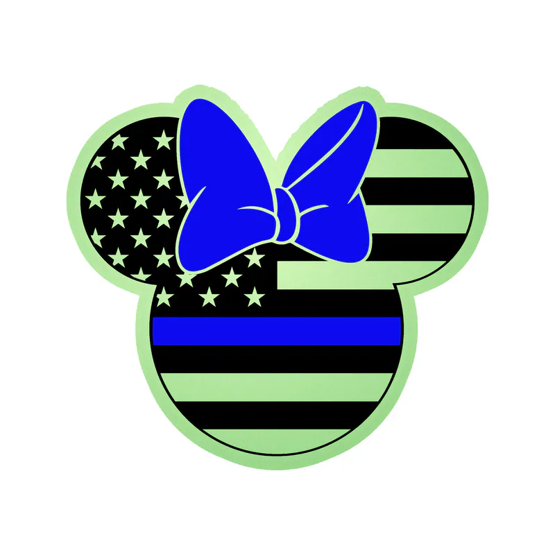 Blue Line American Flag Minnie - Glow in the Dark Vinyl Decal - custom size