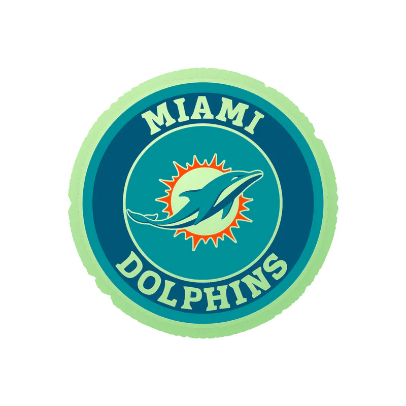 Miami Dolphins - Circle - Image 1 - Glow in the Dark Vinyl Sticker - Custom Size