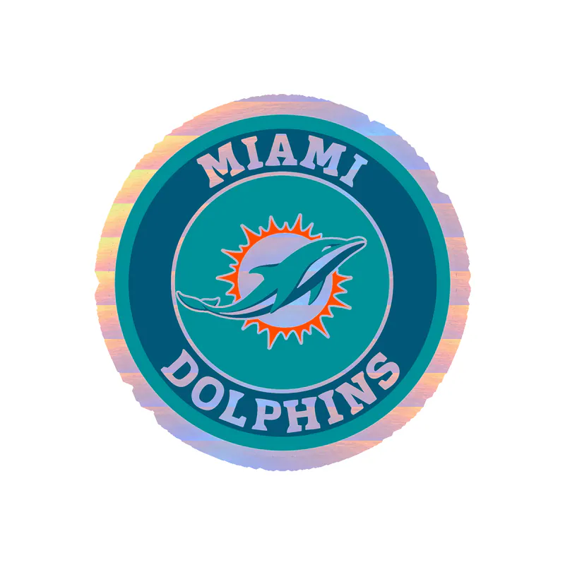 Miami Dolphins - Circle - Image 1 - Holographic Vinyl Sticker - Custom Size