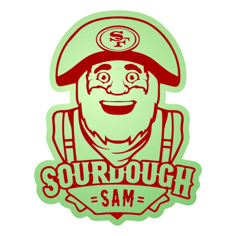 San Francisco 49ers - Red Sourdough Sam - Glow in the Dark Vinyl Sticker - Custom Size
