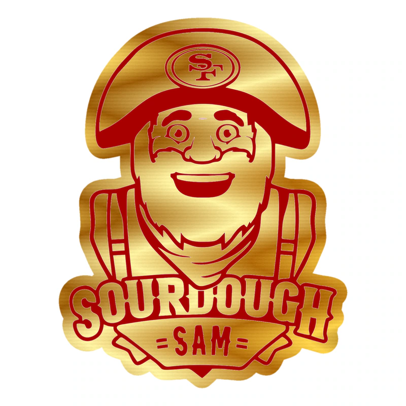 San Francisco 49ers - Red Sourdough Sam - Gold Chrome Vinyl Sticker - Custom Size
