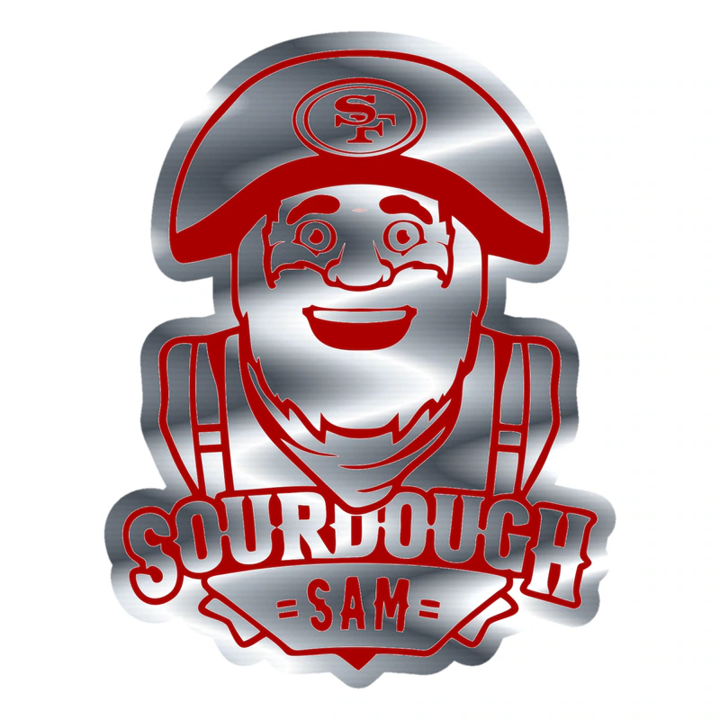 San Francisco 49ers - Red Sourdough Sam - Silver Chrome Vinyl Sticker - Custom Size