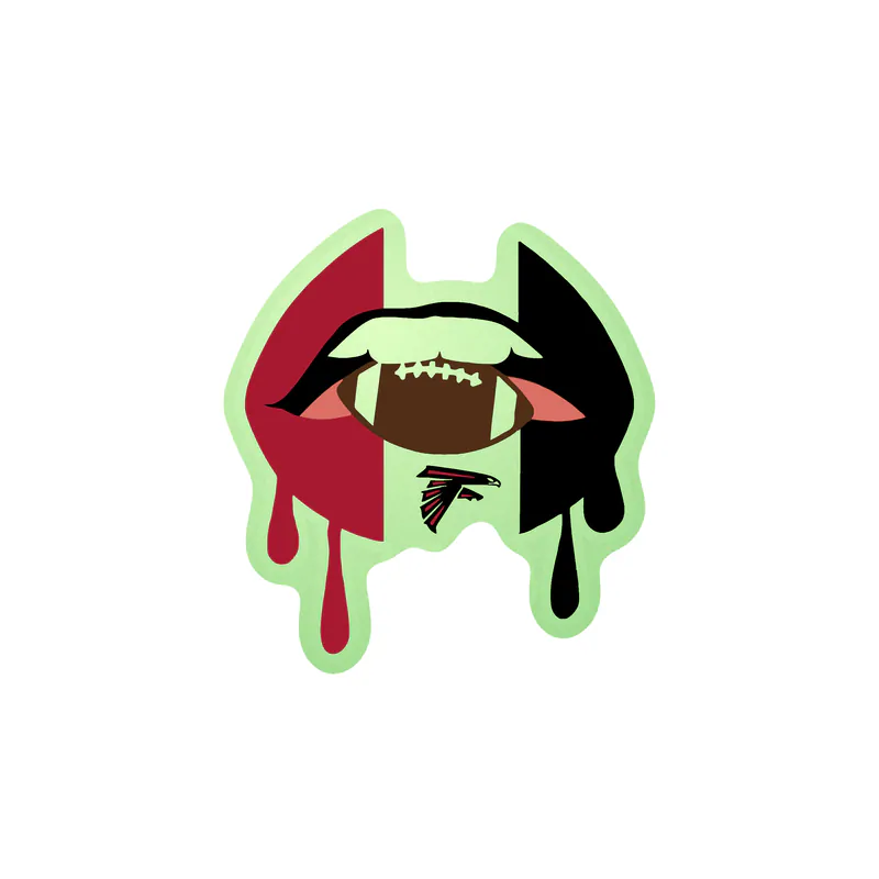 Atlanta Falcons - Lips With Football - Glow in the Dark Vinyl Sticker - Custom Size