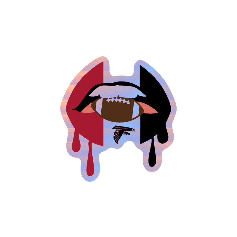 Atlanta Falcons - Lips With Football - Holographic Vinyl Sticker - Custom Size