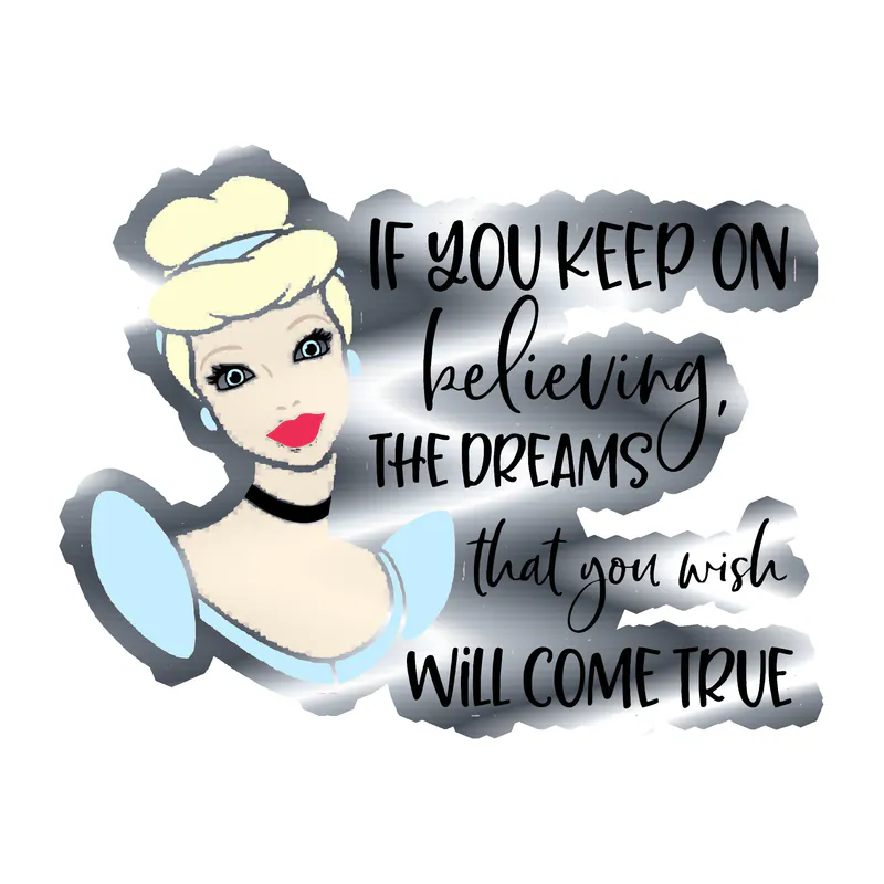 Cinderella Silver Chrome Vinyl Sticker - Custom Size