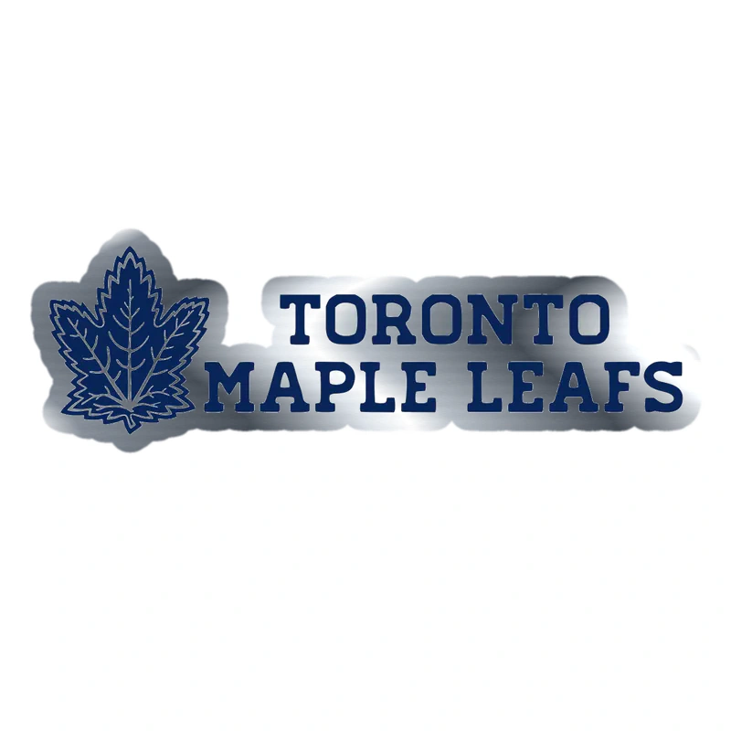 Toronto Maple Leafs - Leaf With Name On Side - Silver Chrome Vinyl Sticker - Custom Size