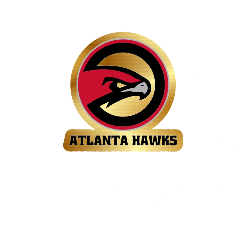 Atlanta Hawks - Hawk With Name And Basketball - Gold Chrome Vinyl Sticker - Custom Size
