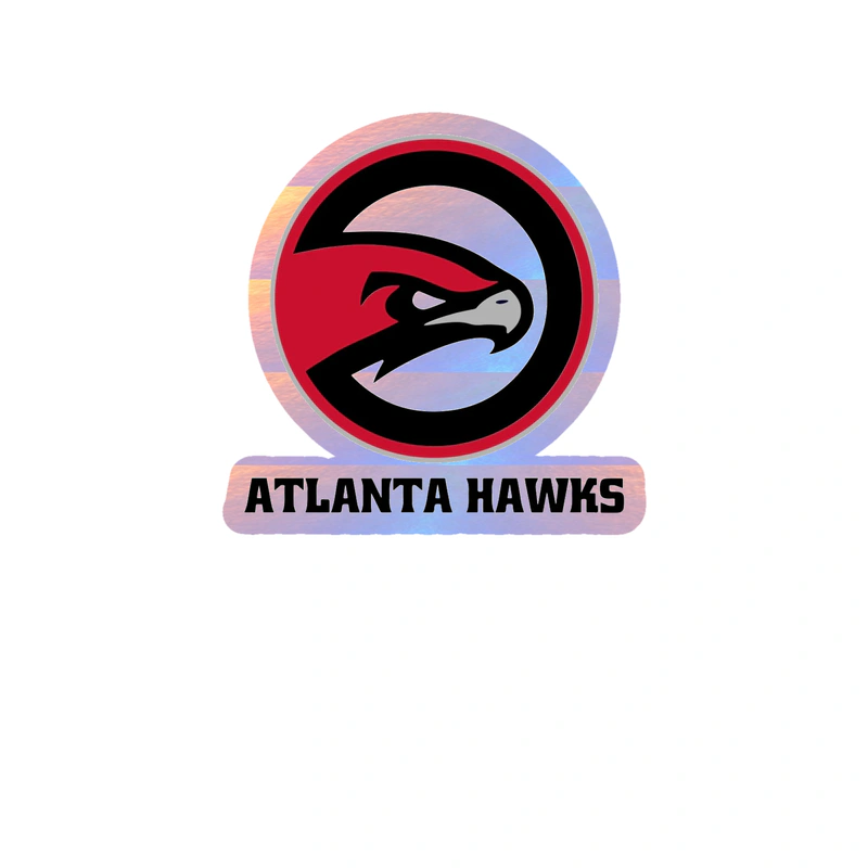 Atlanta Hawks - Hawk With Name And Basketball - Holographic Vinyl Sticker - Custom Size