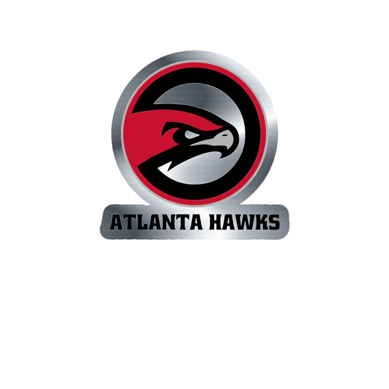 Atlanta Hawks - Hawk With Name And Basketball - Silver Chrome Vinyl Sticker - Custom Size