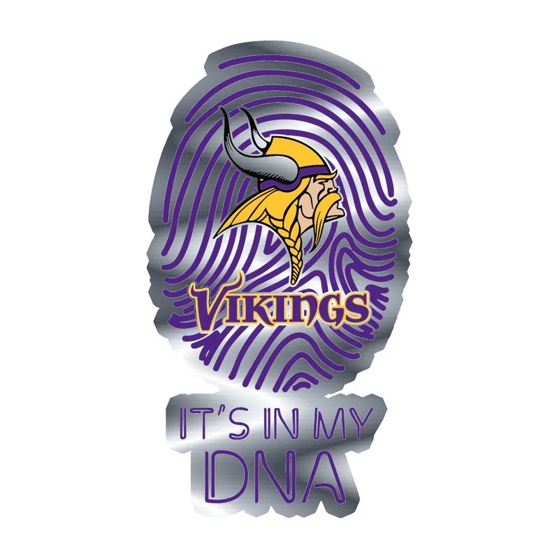 Minnesota Vikings - It's In My DNA Fingerprint - Silver Chrome Vinyl Sticker - Custom Size