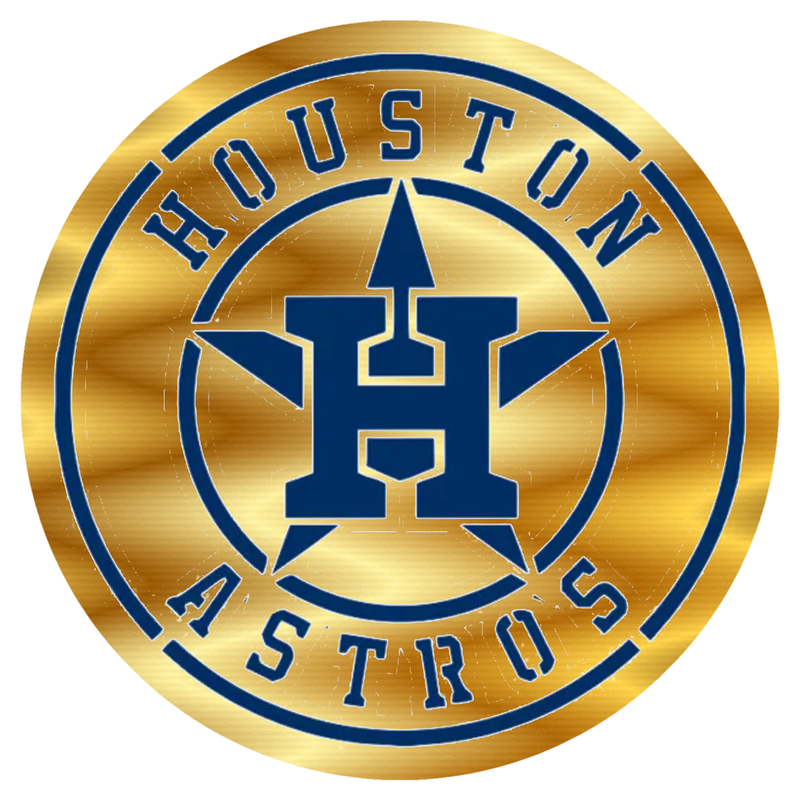 Houston Astros - Blue and white Circle With Name - Gold Chrome Vinyl Sticker - Custom Size