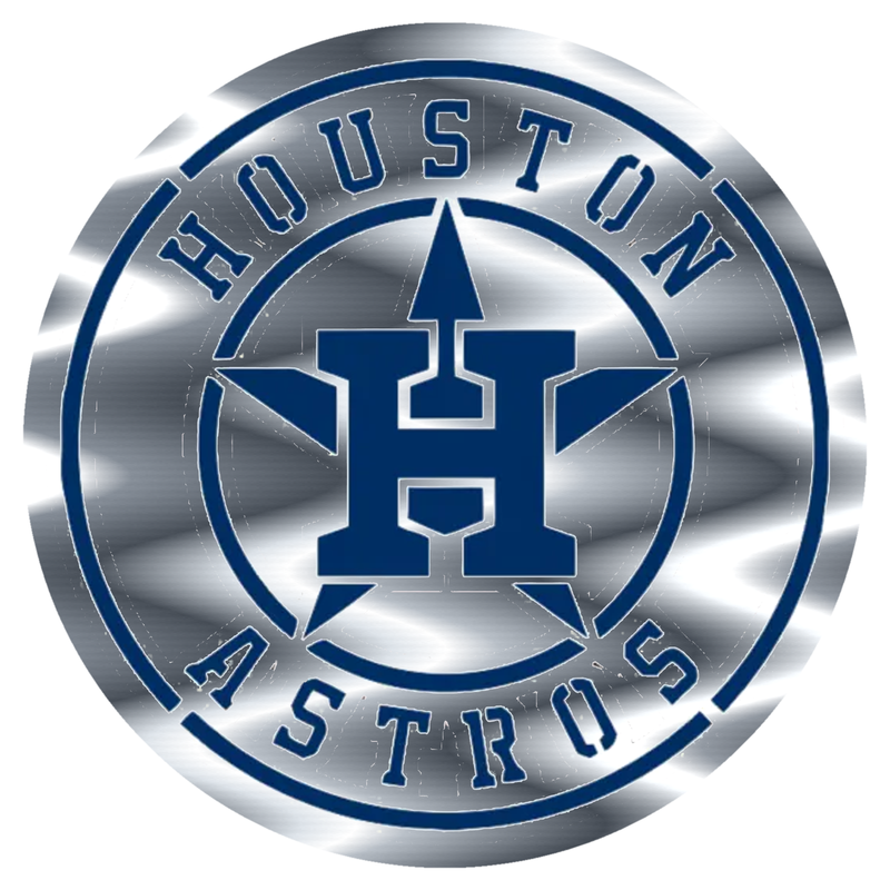 Houston Astros - Blue and white Circle With Name - Silver Chrome Vinyl Sticker - Custom Size