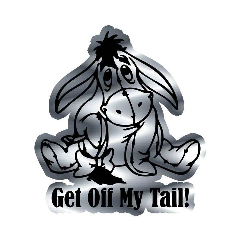 Winnie The Pooh - Eeyore- Silver Chrome Vinyl Sticker - Custom Size