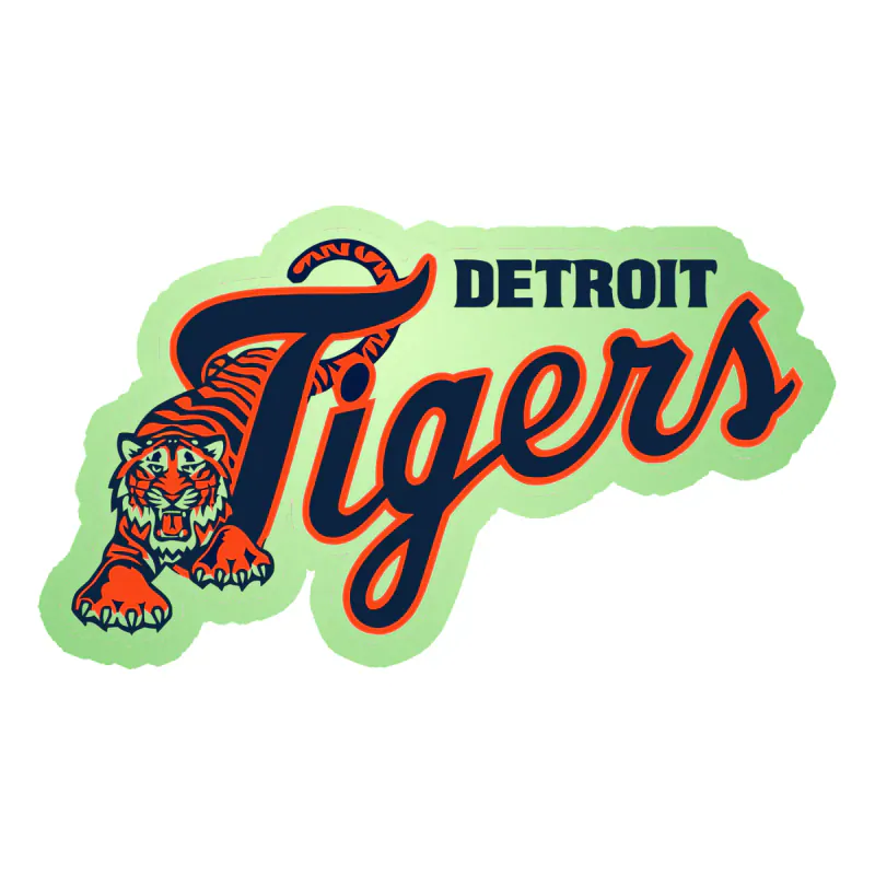 Detroit Tigers - Tiger With Name - Glow in the Dark Vinyl Sticker - Custom Size