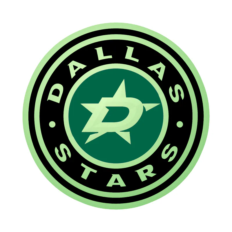 Dallas Stars - Black And White Circle- Glow in the Dark Vinyl Sticker - Custom Size