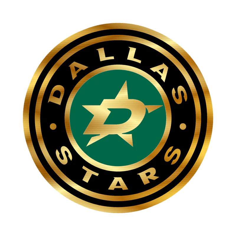 Dallas Stars - Black And White Circle- Gold Chrome Vinyl Sticker - Custom Size