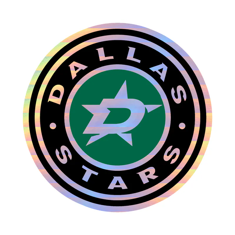 Dallas Stars  - Black And White Circle- Holographic Vinyl Sticker - Custom Size