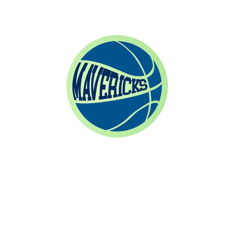 Dallas Mavericks - Basketball With Mavericks - Glow in the Dark Vinyl Sticker - Custom Size