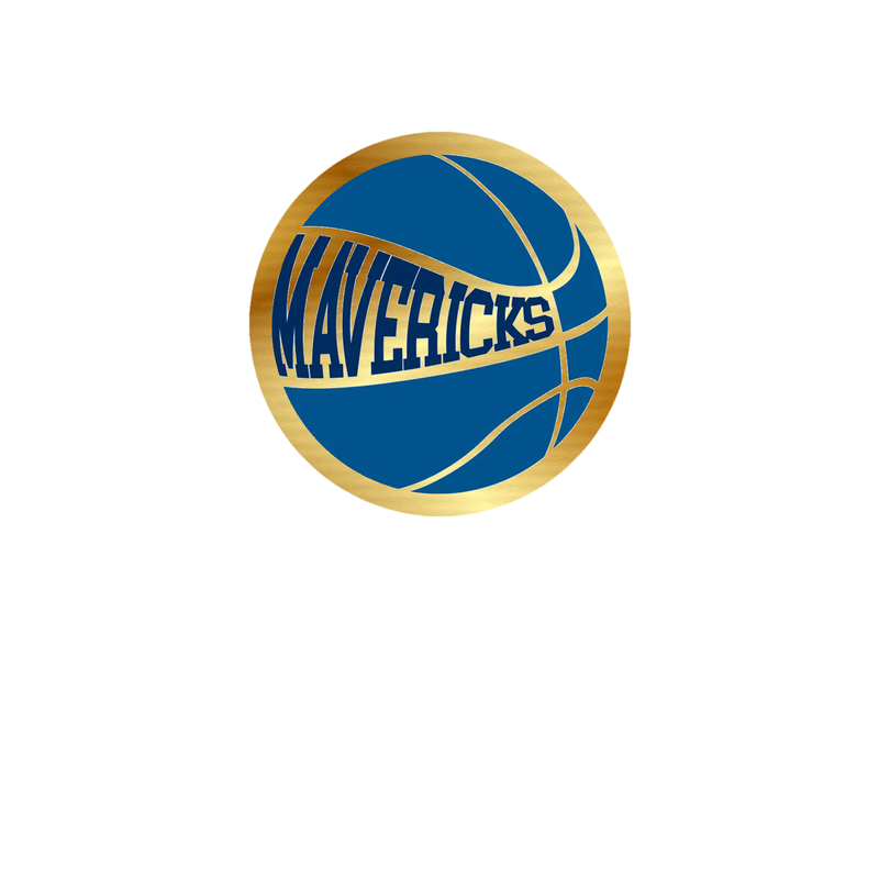 Dallas Mavericks - Basketball With Mavericks - Gold Chrome Vinyl Sticker - Custom Size
